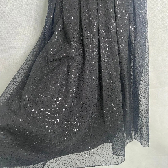 B. Darlin Black Sequin Spaghetti Strap Triangle Bodice Formal Dress Size 8 - Picture 4 of 8